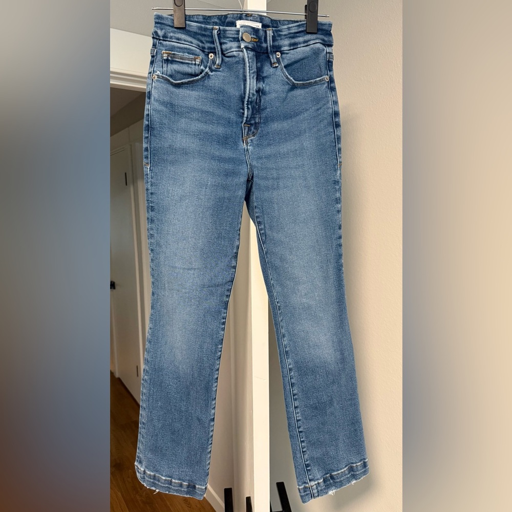 Good American Blue Straight Leg Jeans